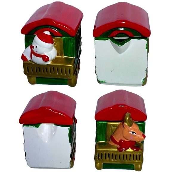 Vintage Santa Train Teapot With Nesting Creamer Sugar Bowl 3 Pieces Ceramic 1994 - Picture 8 of 16